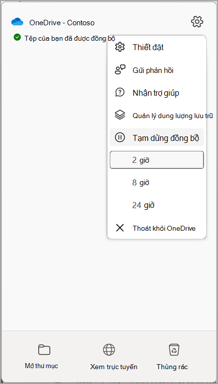 Cài đặt OneDrive Tạm dừng đồng bộ