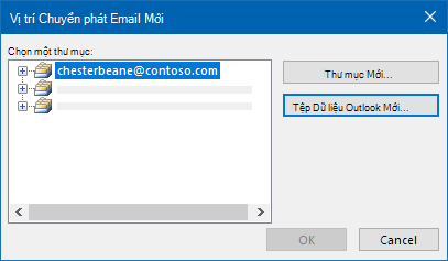 Hộp thoại vị trí chuyển phát email Outlook