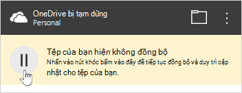 Nút OneDrive đã tạm dừng