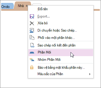 Thêm phần mới vào OneNote.