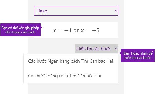 Nút Hiện các Bước trong ngăn tác vụ Toán học