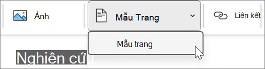 Mẫu Trang được tìm thấy bên dưới tab Chèn