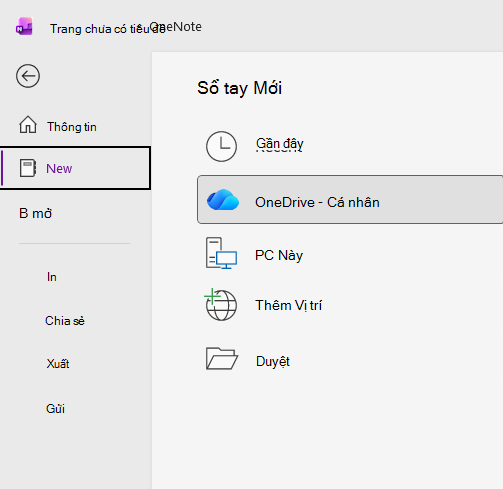 Quy trình sổ ghi chép mới trong OneNote