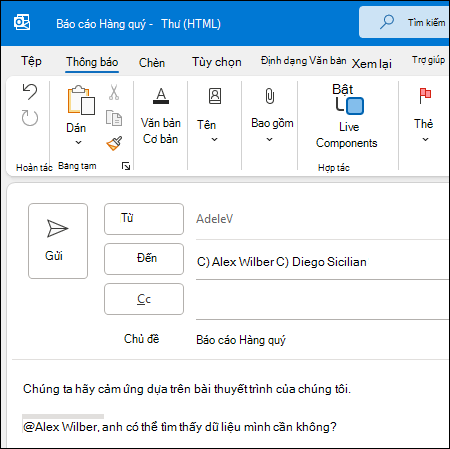 Đề cập đến trong Outlook