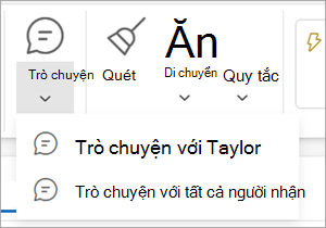 Trò chuyện xung quanh mục dải băng email, chọn cho menu thả xuống