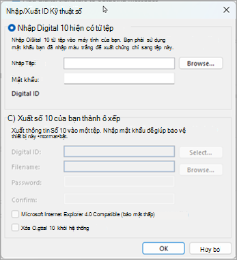 Chọn duyệt để tìm ID kỹ thuật số và nhập mật khẩu bạn đã nhập trong khi xuất chứng chỉ sang tệp này