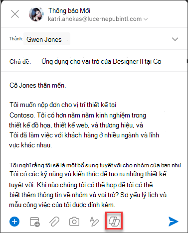Biểu tượng Copilot trên menu soạn thảo cho iOS