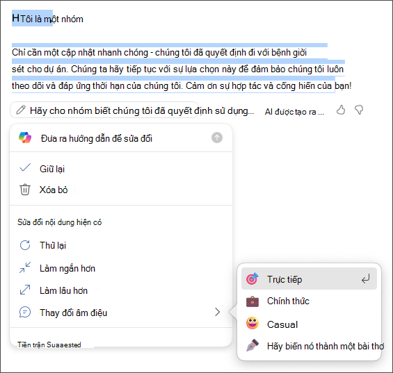 Chọn giữ lại, loại bỏ, tái tạo hoặc thay đổi các tùy chọn tông màu và độ dài của bạn
