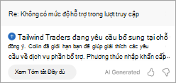 Hiển thị tóm tắt trong Outlook. Bên dưới tóm tắt là một nút có nội dung Xem Tóm tắt Đầy đủ.