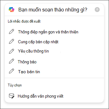 Tùy chọn độ dài và tông màu khi soạn email trong Outlook với Copilot
