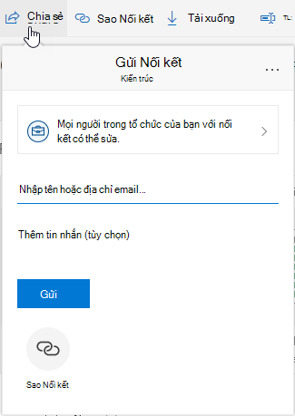 Hiển thị tùy chọn Chia sẻ tệp