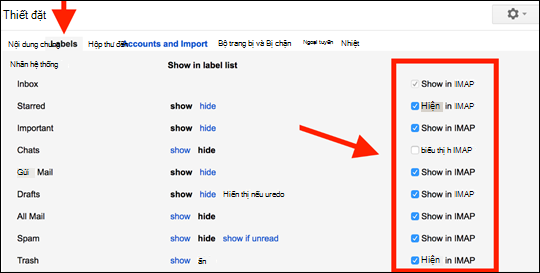 Cài đặt Của Google để cho phép thư mục hoạt động trong Outlook Mobile.