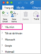 Yêu thích nằm ở đầu danh sách thư mục trong thanh bên