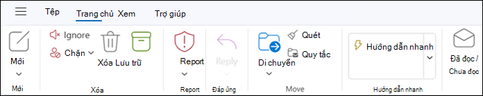 Dải băng trong Outlook for Windows mới