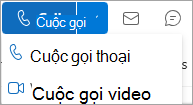 Ảnh chụp màn hình danh sách thả xuống Cuộc gọi trên thẻ liên hệ Outlook