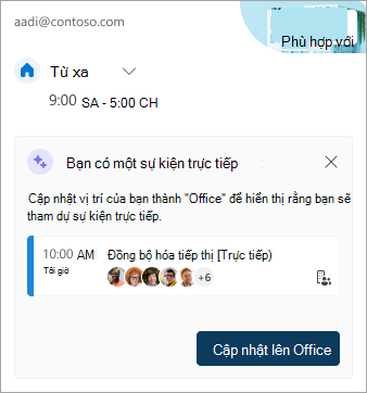 Ảnh chụp màn hình hiển thị cập nhật vị trí công việc của bạn