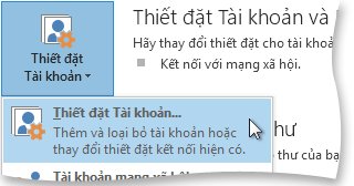Lệnh Thiết đặt Tài khoản trong dạng xem Backstage