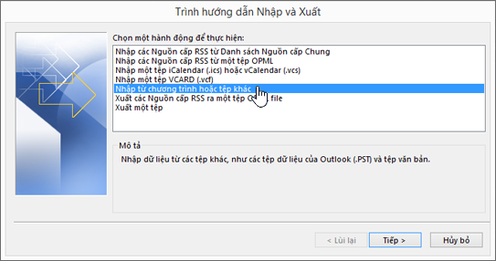 trình hướng dẫn nhập và xuất - nhập từ chương trình hoặc tệp khác