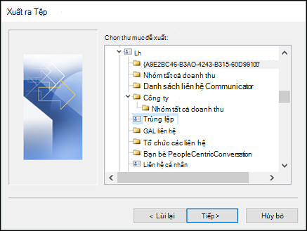Xuất từ thư mục Trùng lặp của bạn.