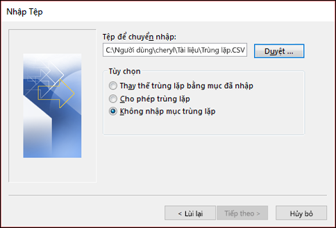 Chọn tệp cần nhập.
