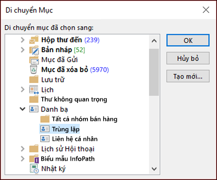 Di chuyển các liên hệ của bạn vào một thư mục khác.
