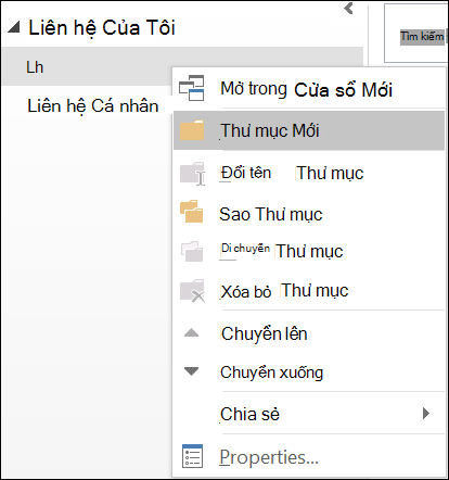 Tạo thư mục liên hệ mới.