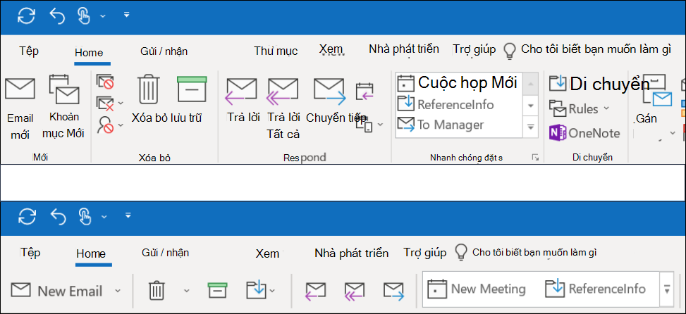 Giờ đây, bạn có thể chọn từ hai trải nghiệm Dải băng khác nhau trong Outlook.
