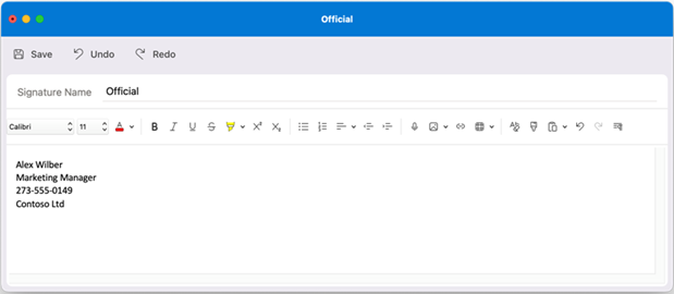 Tạo chữ ký trong Outlook cho Mac