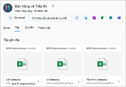 Có thể truy nhập tệp gần đây từ Files mục nhóm của dạng xem Nhóm
