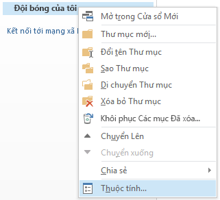Bấm chuột phải vào thư mục mới, rồi bấm vào Thuộc tính.