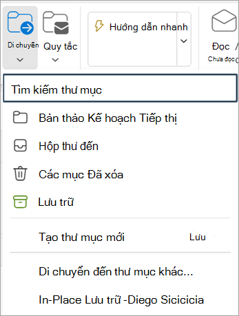 Chọn Di chuyển từ Dải băng