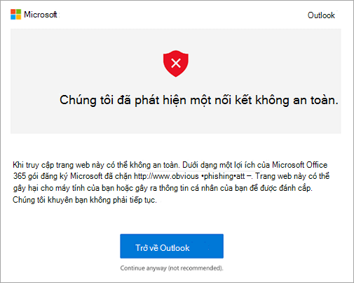 Ảnh chụp màn hình màn hình cảnh báo liên kết không an toàn