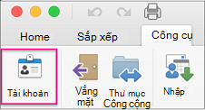 Trên tab Công cụ, bấm Tài khoản