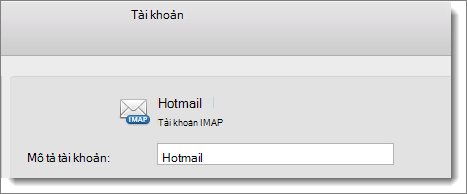 Mô tả và loại của một tài khoản Outlook được hiển thị.