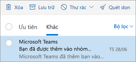 Lưu trữ thư trong Outlook trên web
