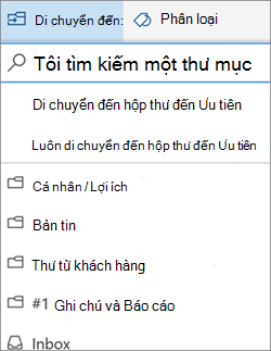 Hộp thư đến ưu tiên trong Outlook trên web