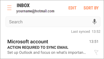 Mở email có nội dung Cần hành động
