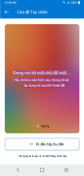 Màn hình hiển thị Chủ đề theo Copilot khi tạo trên Outlook Mobile