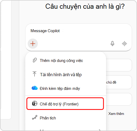 Chế độ Trợ lý được tô sáng trong menu Thả xuống