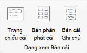 Lệnh Trang chiếu Cái trong nhóm Dạng xem Bản cái