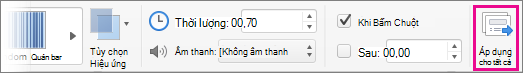 Nút Áp dụng cho tất cả trên tab Chuyển tiếp