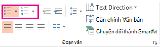 Các nút dấu đầu dòng và đánh số