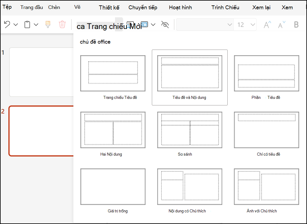 Bố trí Trang chiếu trong Hình 2 của PowerPoint