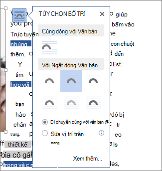 Hộp Tùy chọn Bố trí