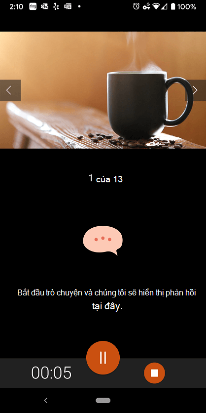 Huấn luyện viên Diễn giả cung cấp phản hồi trên màn hình khi bạn diễn tập.