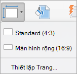 Hiển thị menu Kích cỡ Trang chiếu