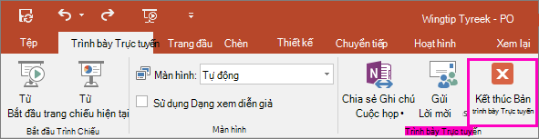 Hiện nút Kết thúc Bản trình bày Trực tuyến trong PowerPoint
