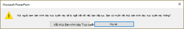 Hiện hộp thoại kết thúc một bản trình bày PowerPoint trực tuyến