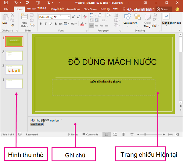 Hiển thị dạng xem thông thường trong PowerPoint