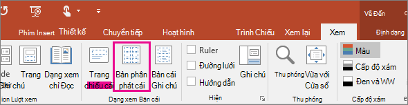 Hiển thị Xem bản phân phát cái trong PowerPoint